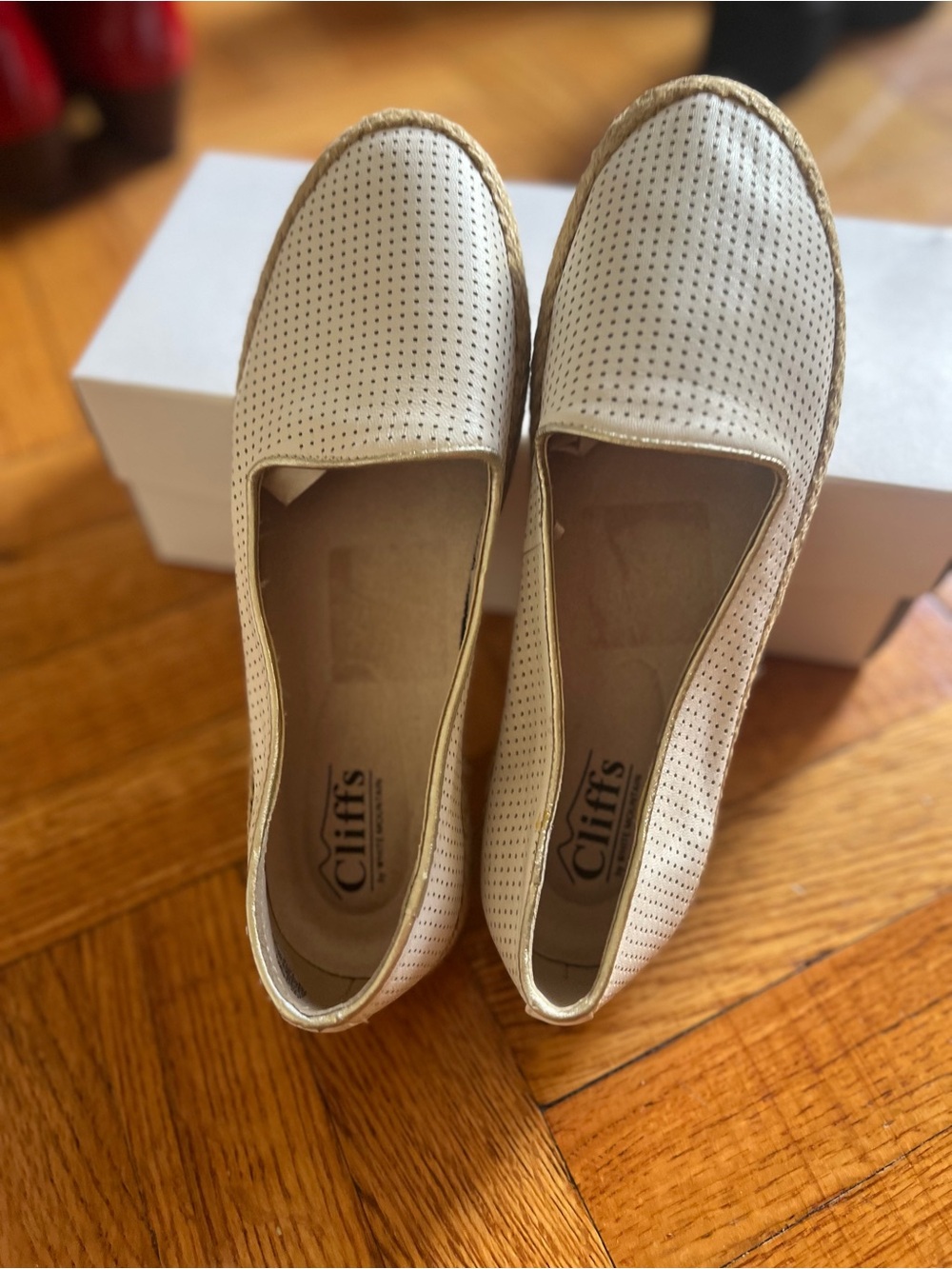 Cliffs by WHITE MOUNTAIN Perforated Slip-On Flats in Cream